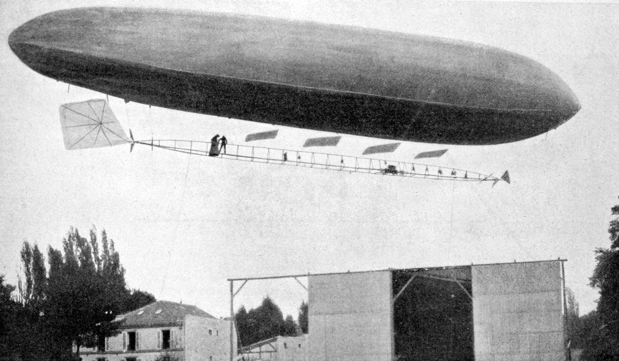 Alberto Santos-Dumont fliegt mit seinem Luftschiff Nummer 10, 1903 von Unbekannt