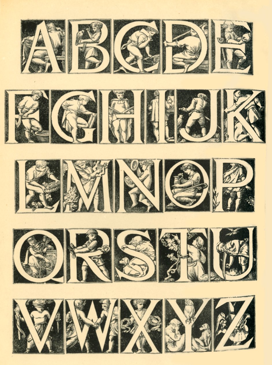Alphabetdesign für Fliesen, 1864 von Unbekannt