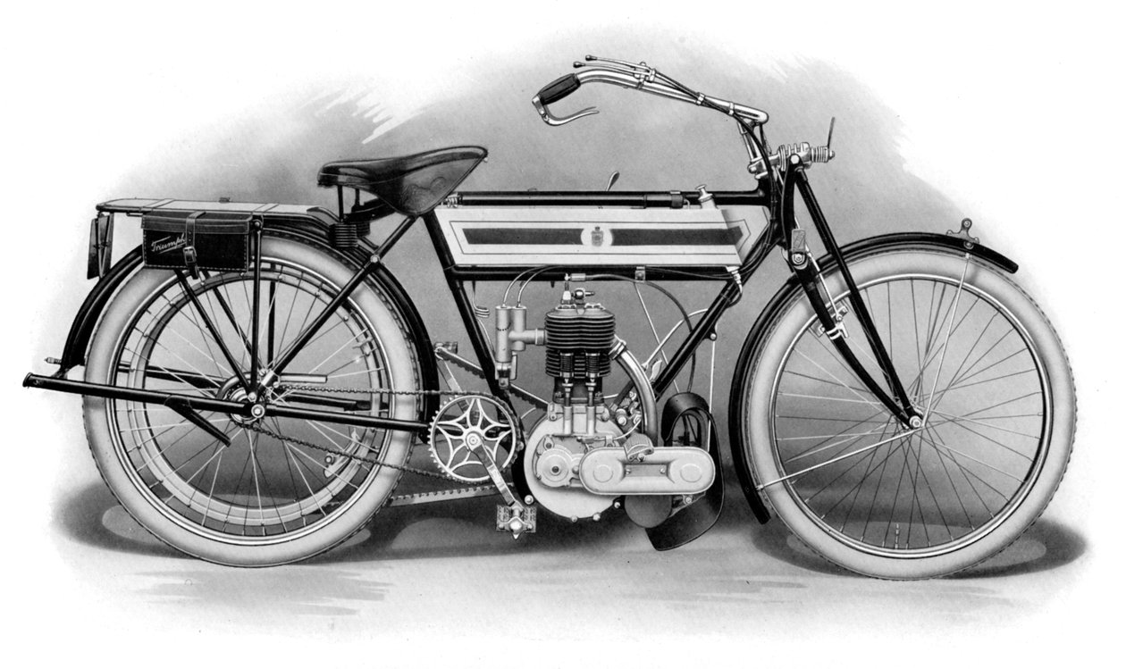 Ein frühes Triumph-Motorrad, 1911-1912 von Unbekannt