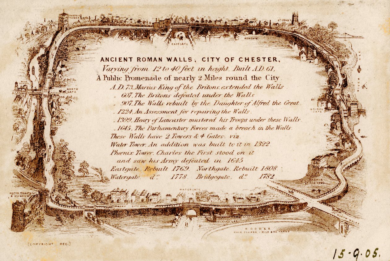 Antike römische Mauern, Stadt Chester, 1905 von Unbekannt