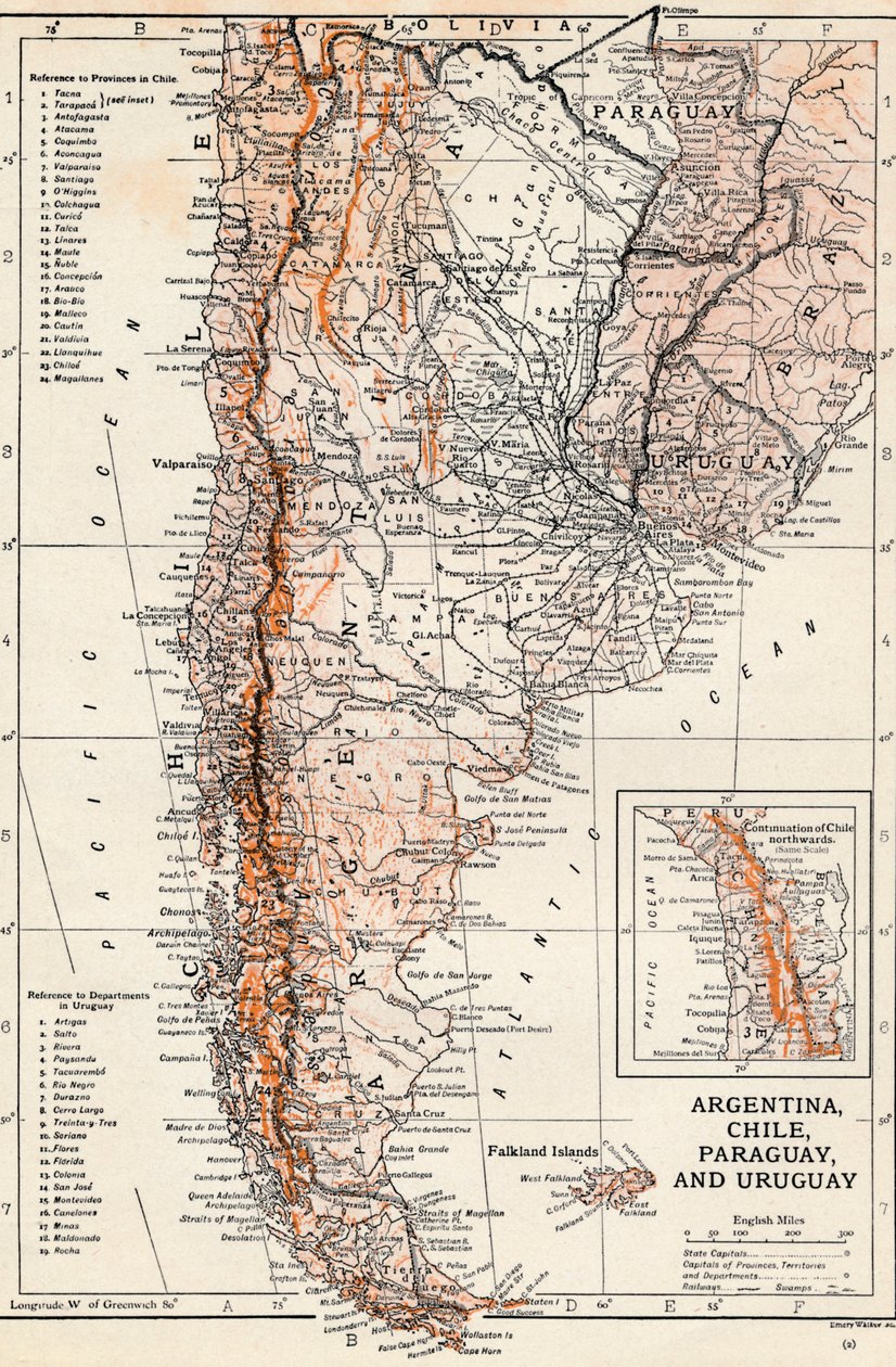 Argentinien, Chile, Paraguay und Uruguay von Unbekannt