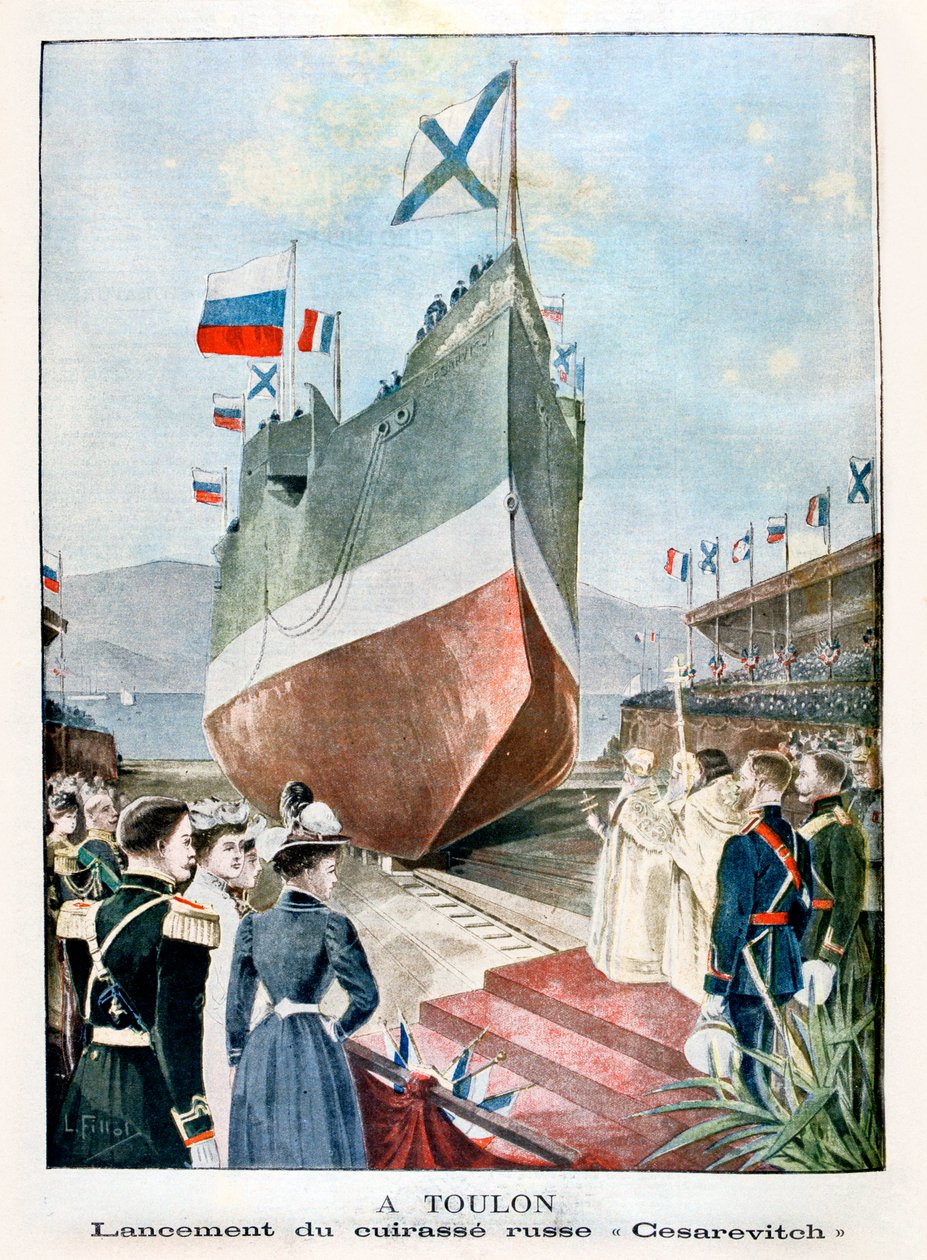 In Toulon, Stapellauf des russischen Schlachtschiffs Cesarevitch, 1901 von Unbekannt