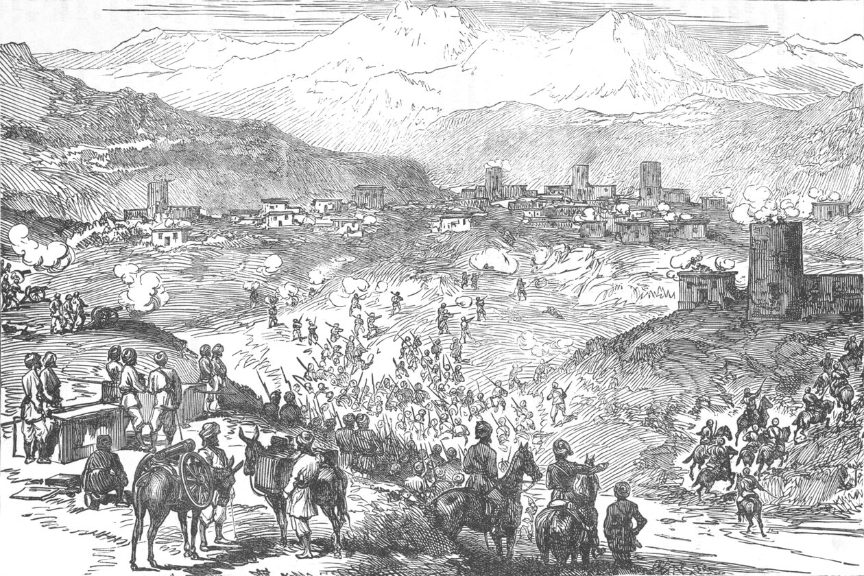 Angriff auf eine Afreedi-Stadt, um 1880 von Unbekannt