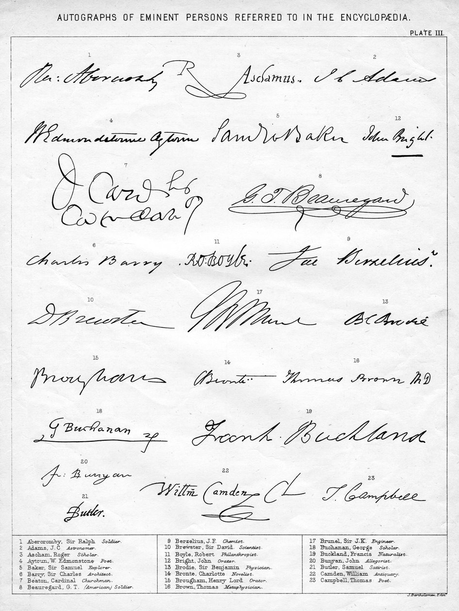 Autogramme berühmter Personen, 19. Jahrhundert von Unbekannt