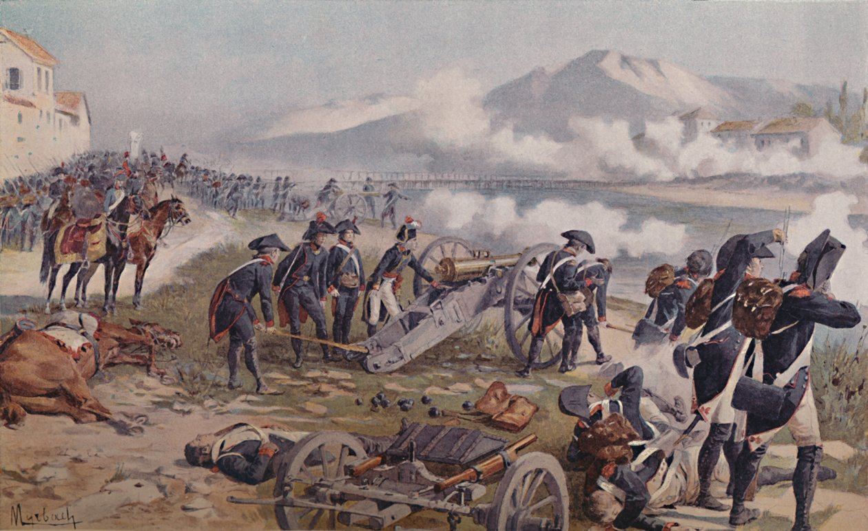 Bonaparte zielt mit der Kanone in Lodi, 1796, 1896 von Unbekannt