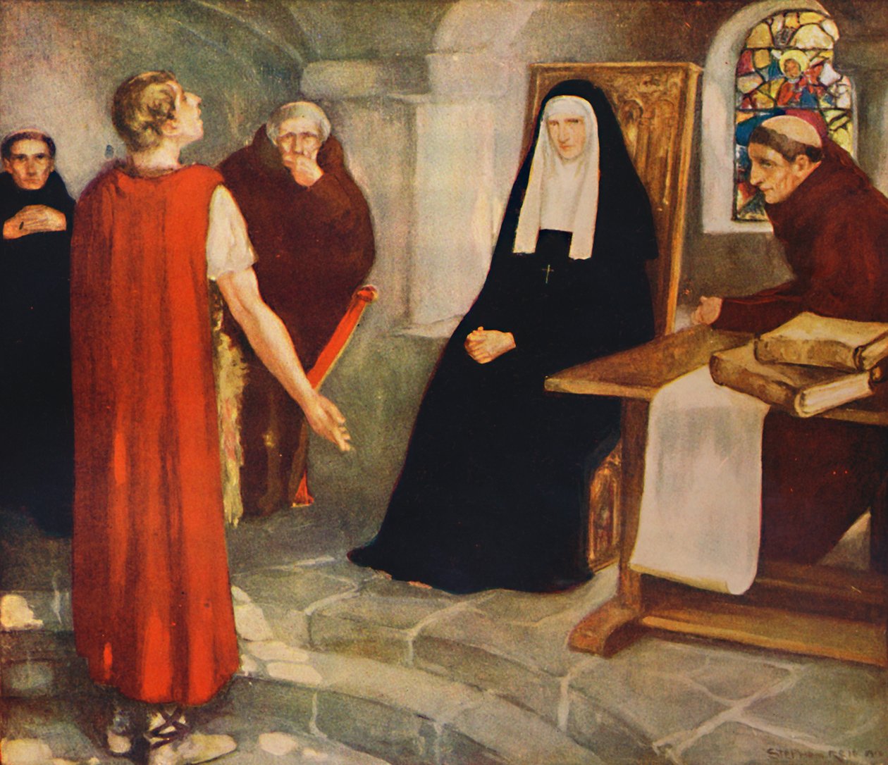 Caedmon vor der Heiligen Hilda, 1912 von Unbekannt