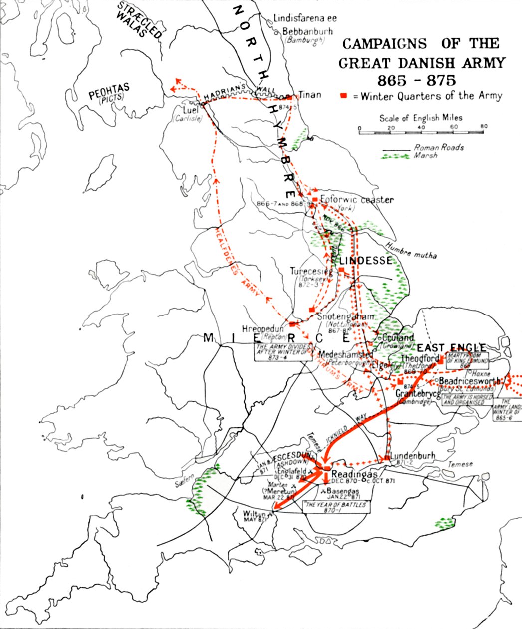 Kampagnen der großen dänischen Armee 865-875 von Unbekannt
