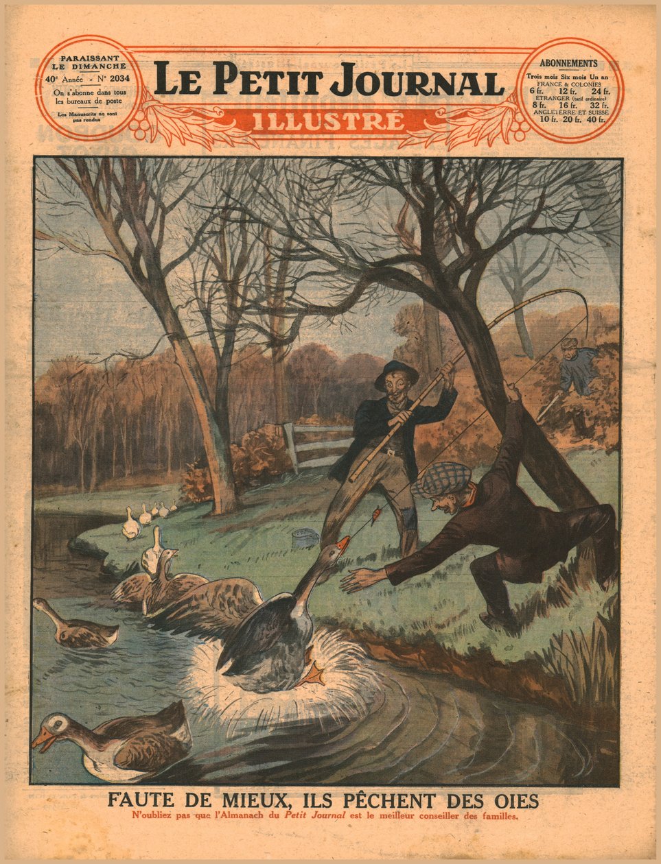 Gänse mit einer Angelrute fangen, 1929 von Unbekannt