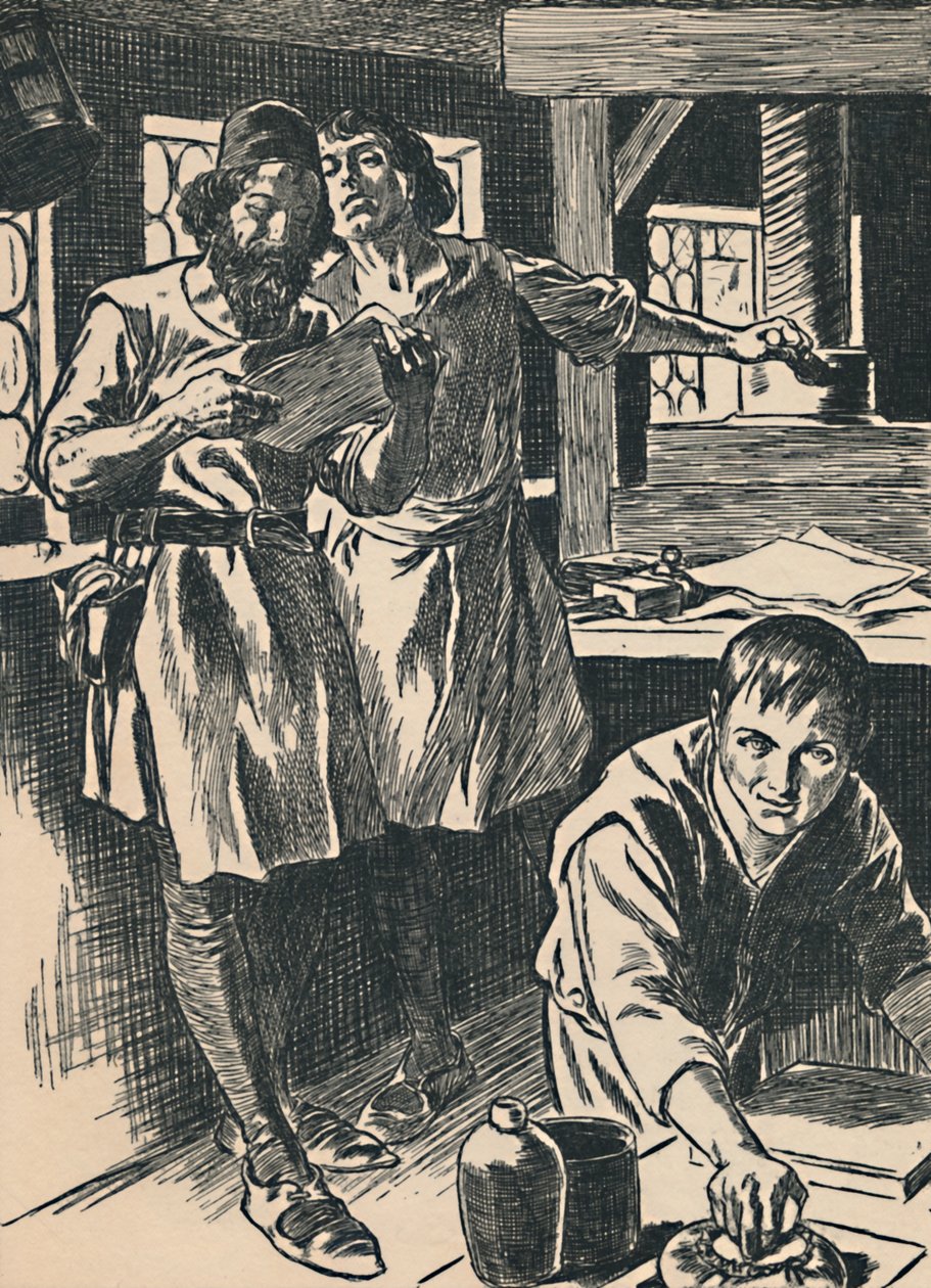 Caxton in seiner Druckerei, ca. 1907 von Unbekannt