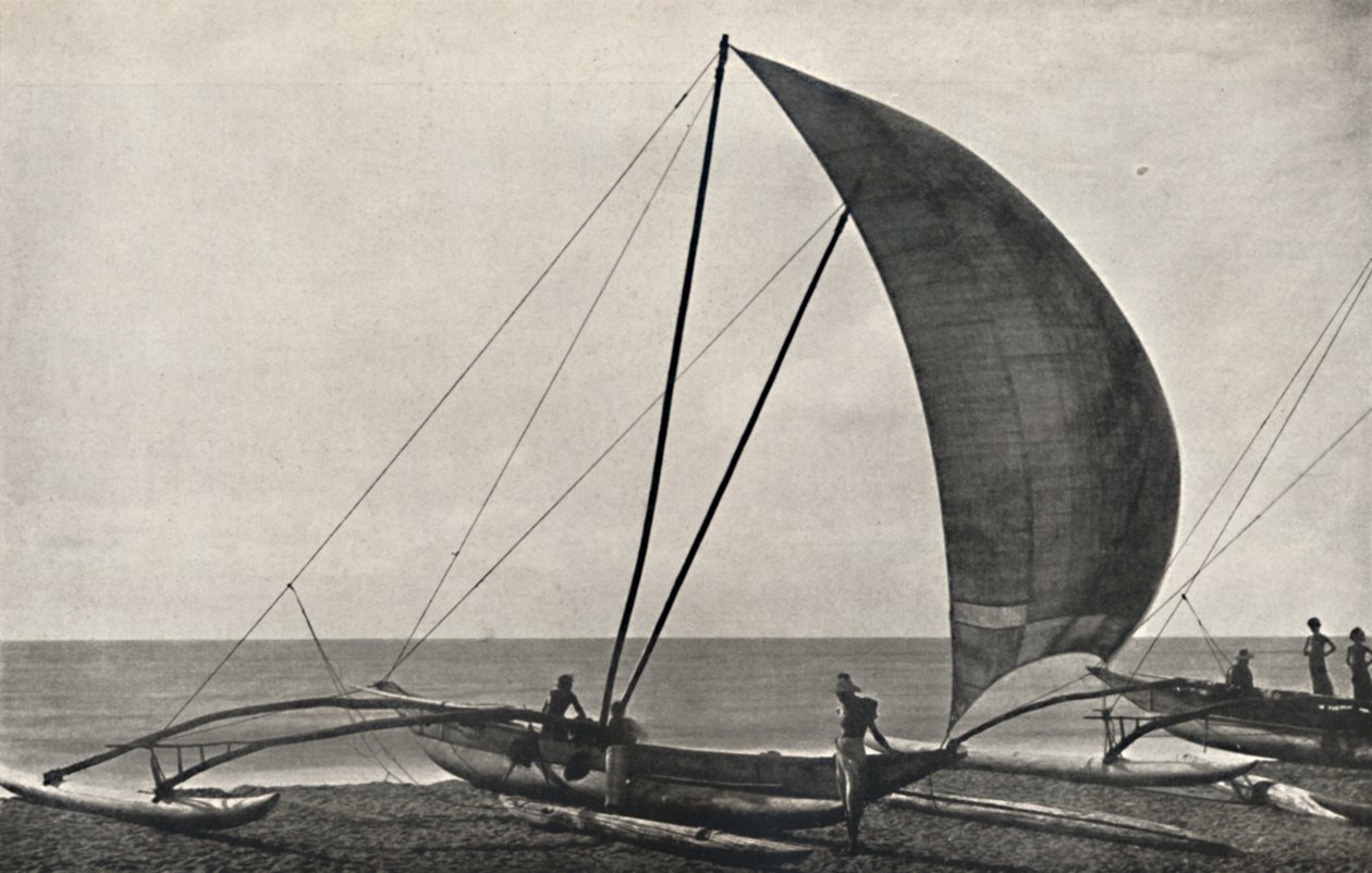 Ceylonesisches Seefischerboot mit Ausleger, 1926 von Unbekannt
