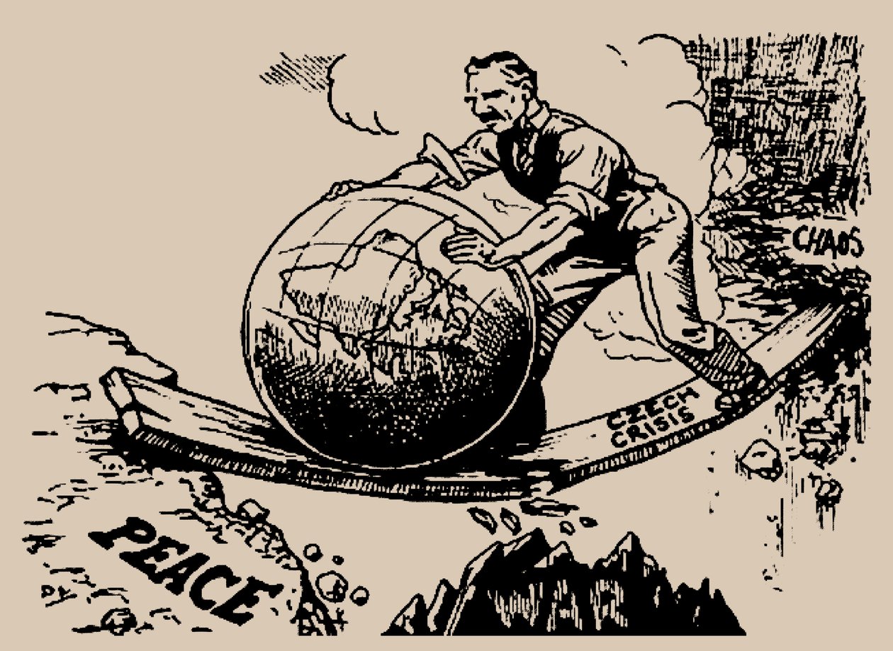 Chamberlain rollt die Welt in Richtung Frieden, 1938 von Unbekannt
