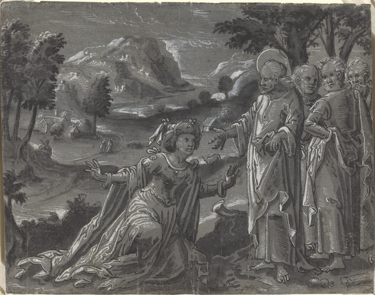 Christus und die Ehebrecherin [recto], ca. 1600 von Unbekannt