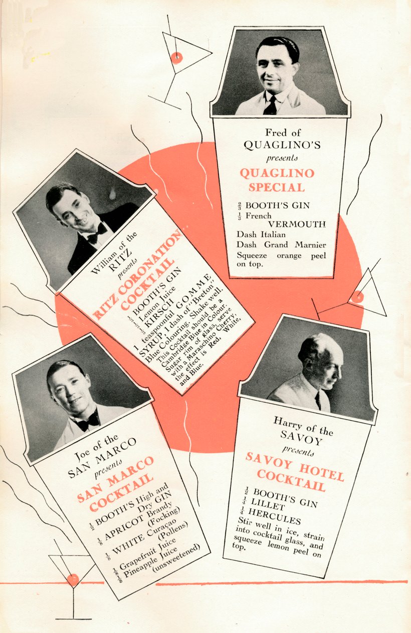 Cocktailrezepte, um 1935 von Unbekannt