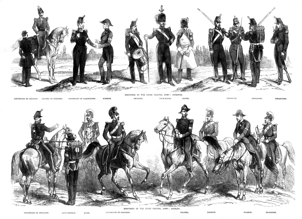Kostüme der Schweizer Bundesarmee, 1857 von Unbekannt