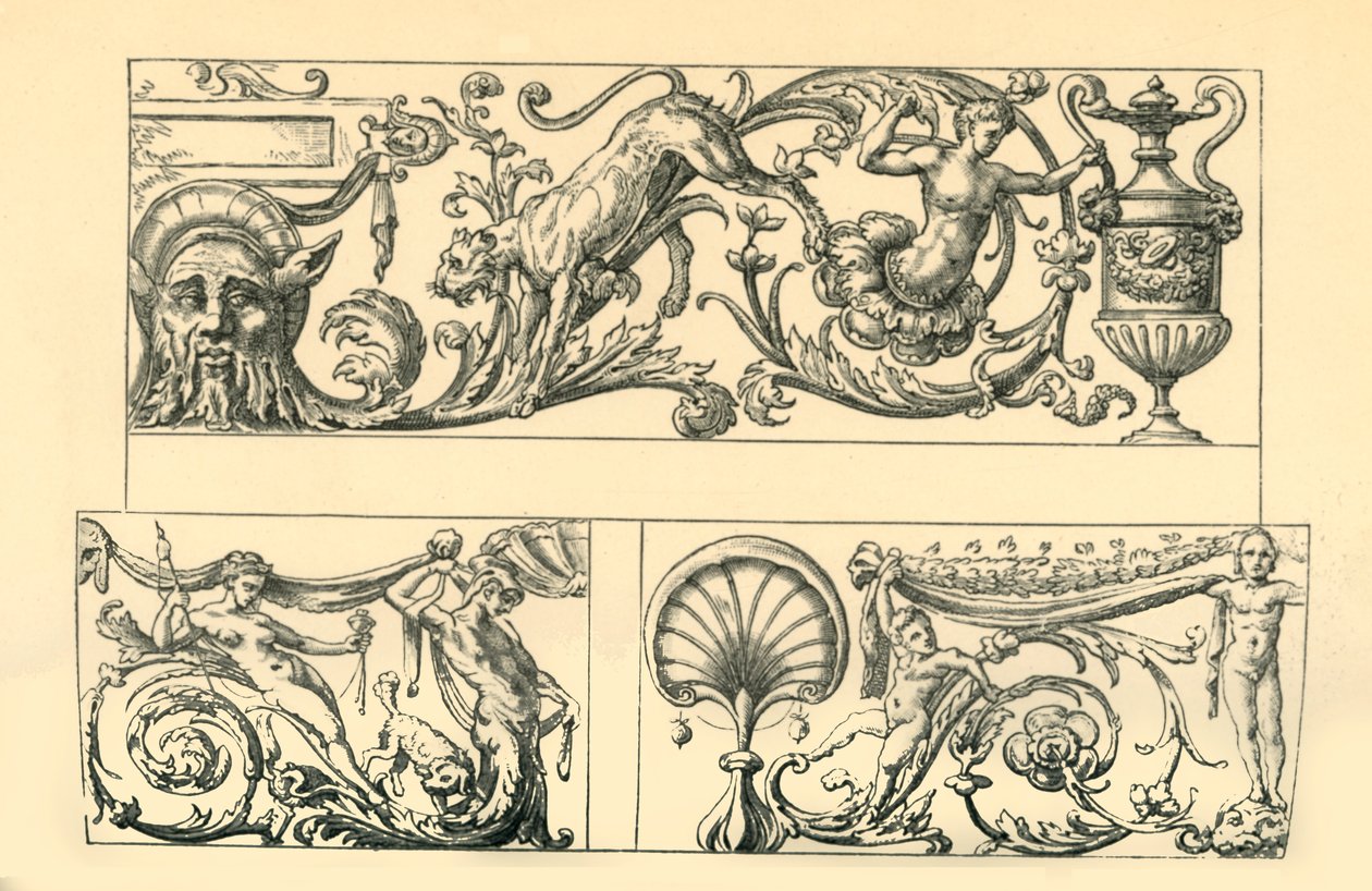 Entwürfe für groteske Friese, 16. Jahrhundert, 1881 von Unbekannt