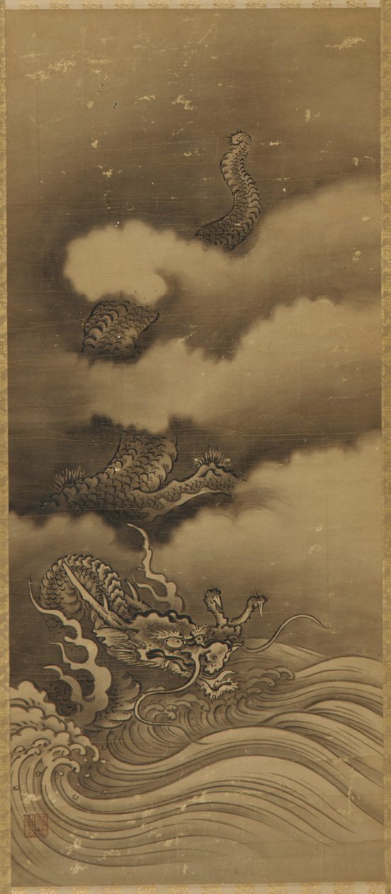 Drache und Wellen, Edo-Periode, 1615-1868 von Unbekannt