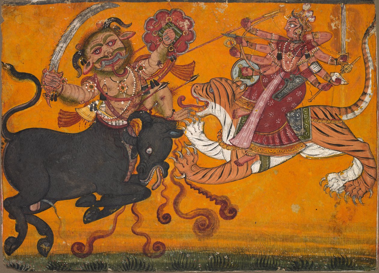 Durga tötet Mahisha, um 1700-1710 von Unbekannt