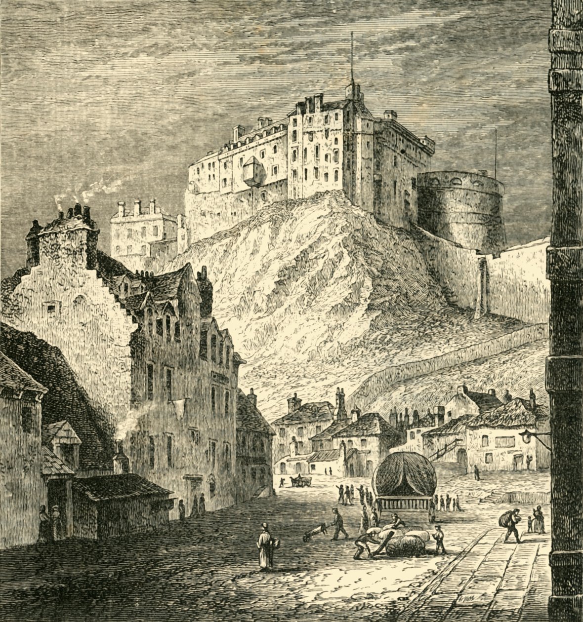Edinburgh Castle, von den Kings Mews, 1825, 1890 von Unbekannt