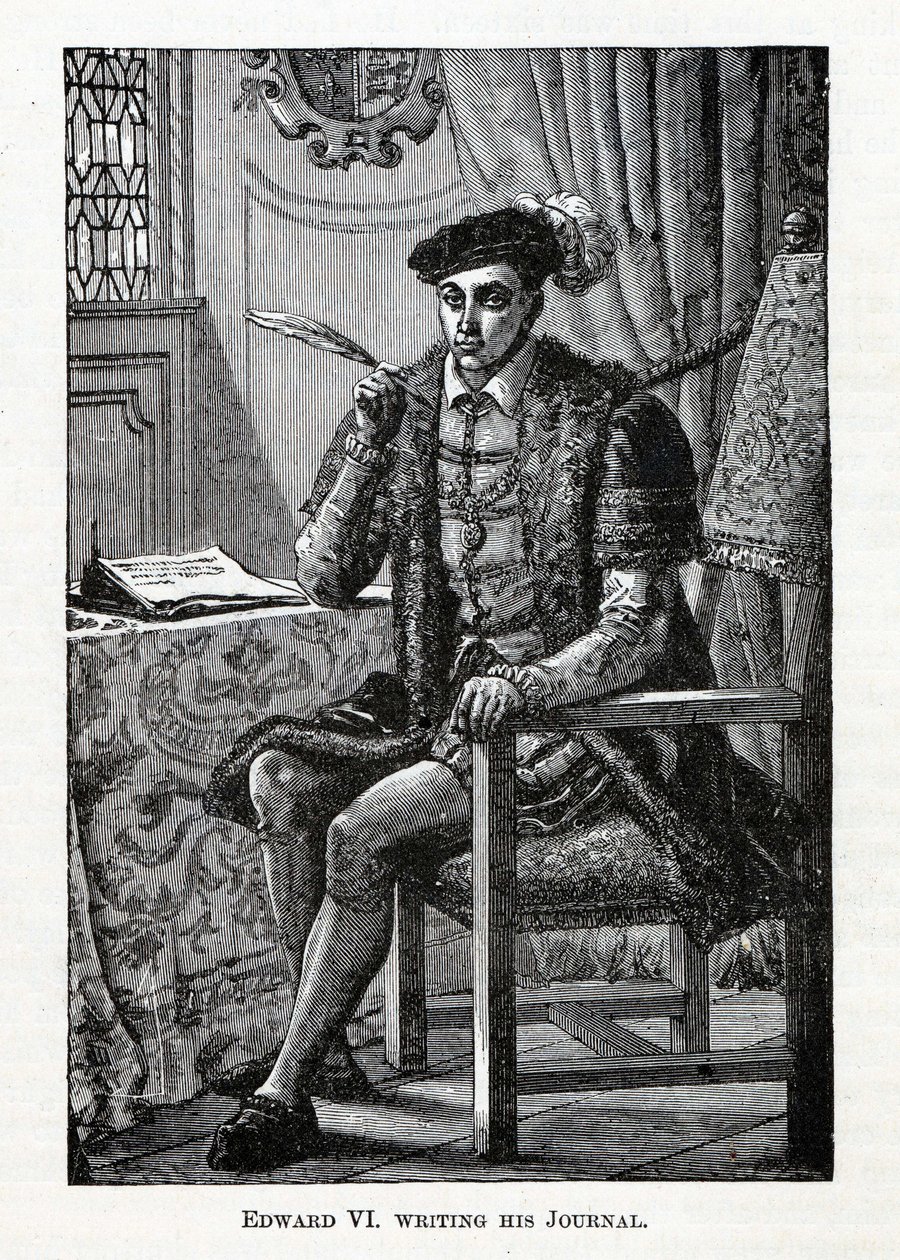 Eduard VI. schreibt sein Tagebuch, 1882 von Unbekannt
