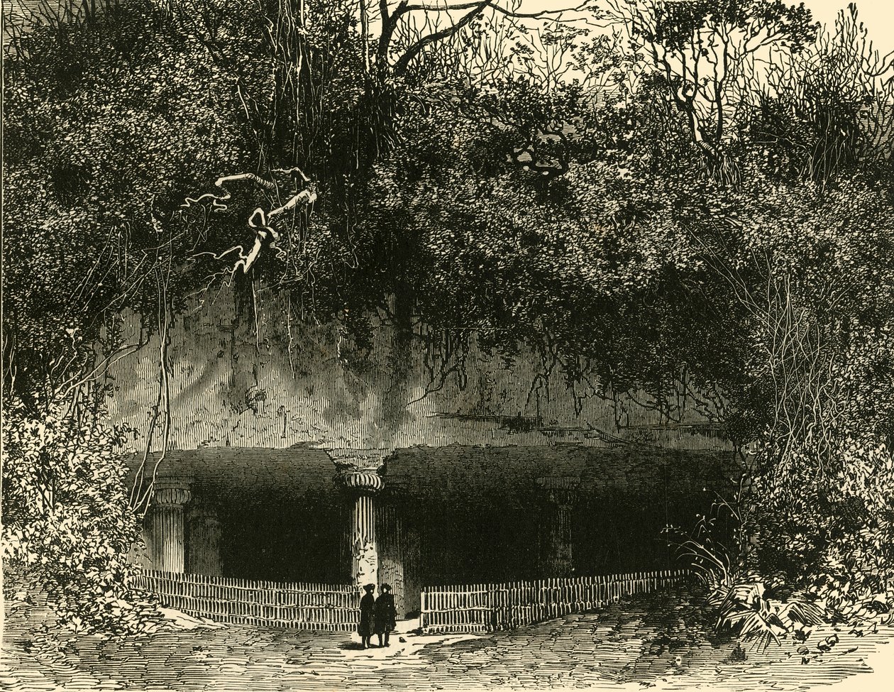 Eingang der Höhle bei Elephanta, Bombay Präsidentschaft von Unbekannt