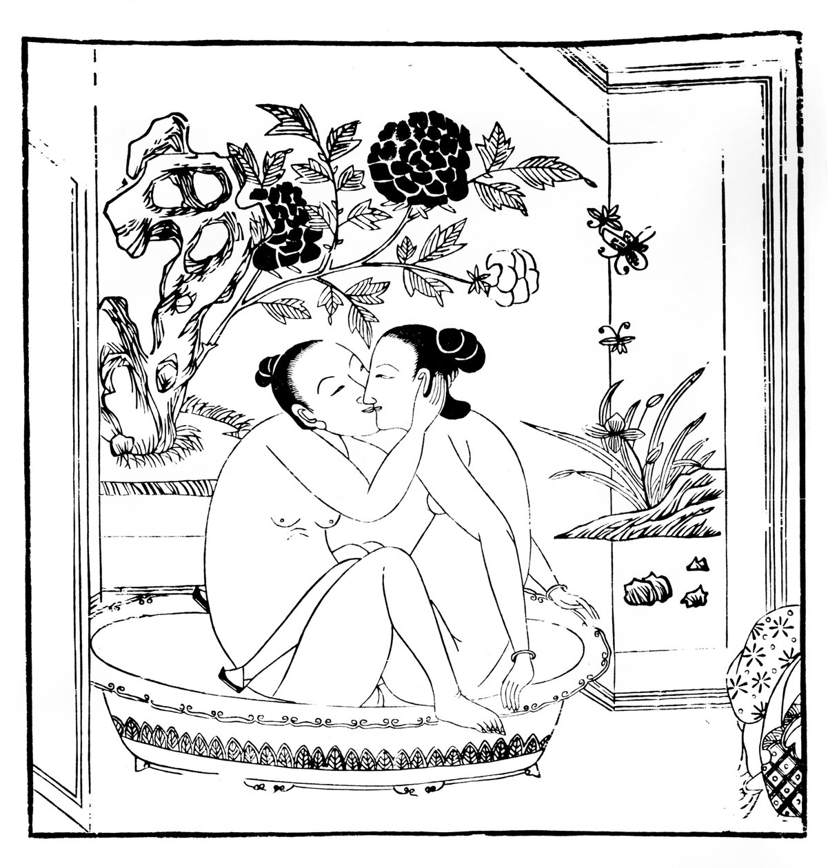 Erotische Gravur, Chinesisch von Unbekannt