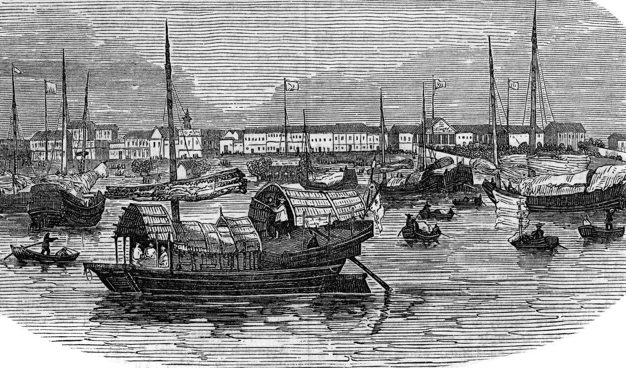 Europäische Fabriken in Kanton Guangzhou, China, um 1875 von Unbekannt