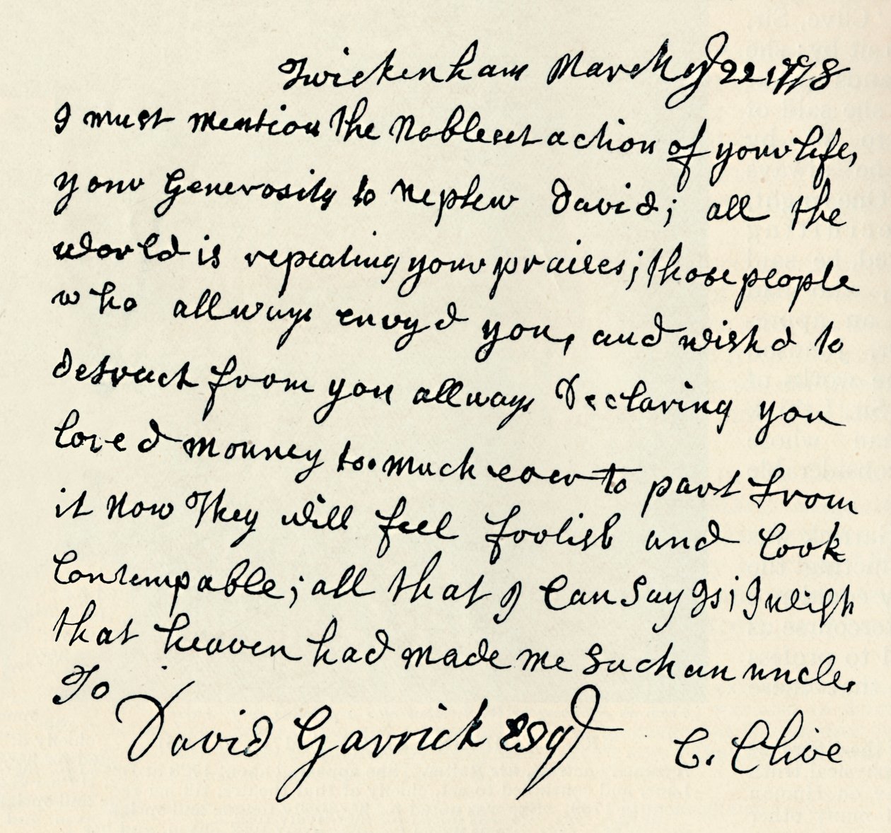 Faksimile eines Autographenbriefes von Kitty Clive, 1907 von Unbekannt