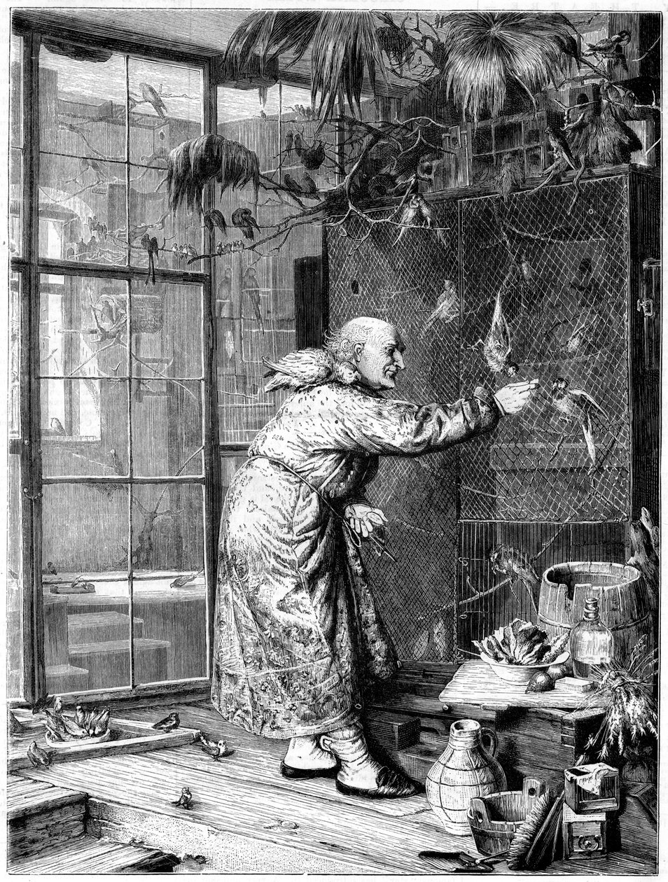 Haustiere füttern, 1880 von Unbekannt