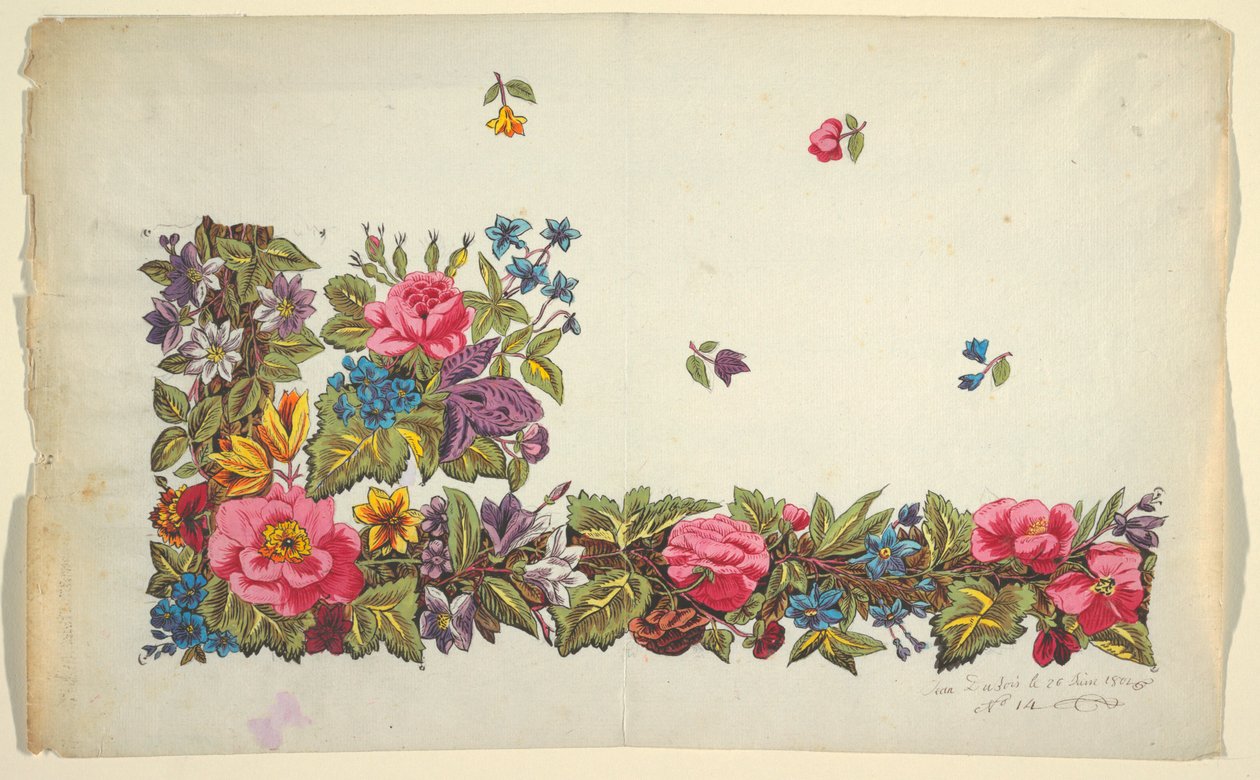 Blumendesign für bedruckten Stoff von Unbekannt