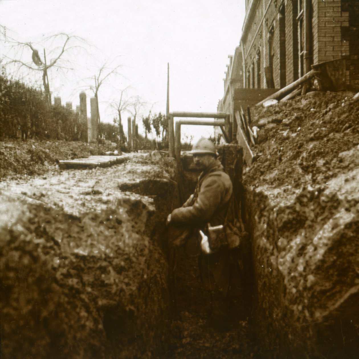 Französischer Soldat in den Schützengräben, ca. 1914-1918 von Unbekannt
