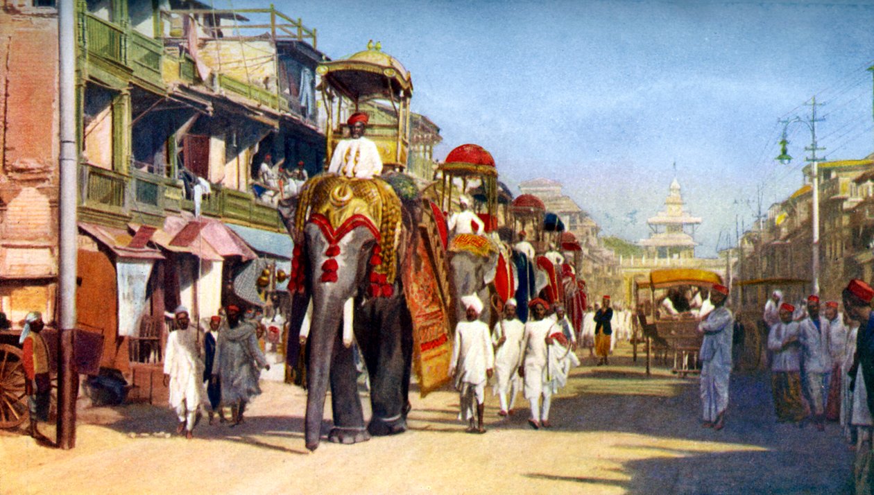 Gaekwars Staatselefanten, Manipuri Bazaar, Bombay, Indien, um 1924 von Unbekannt