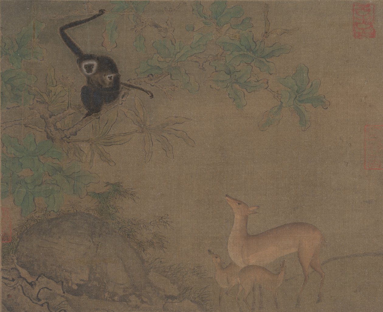 Gibbons und Hirsche von Unbekannt
