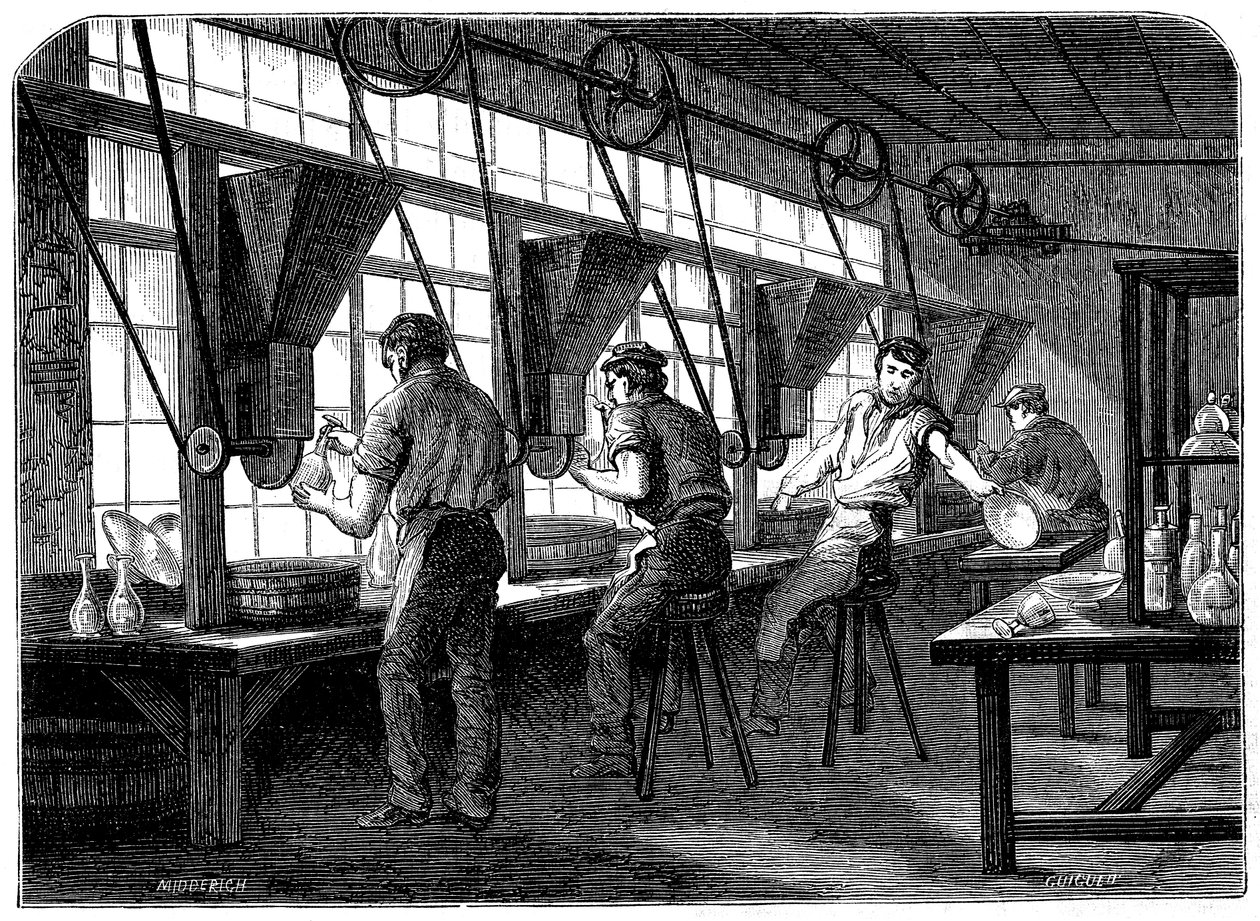 Glasschneider an ihren Rädern, um 1870 von Unbekannt