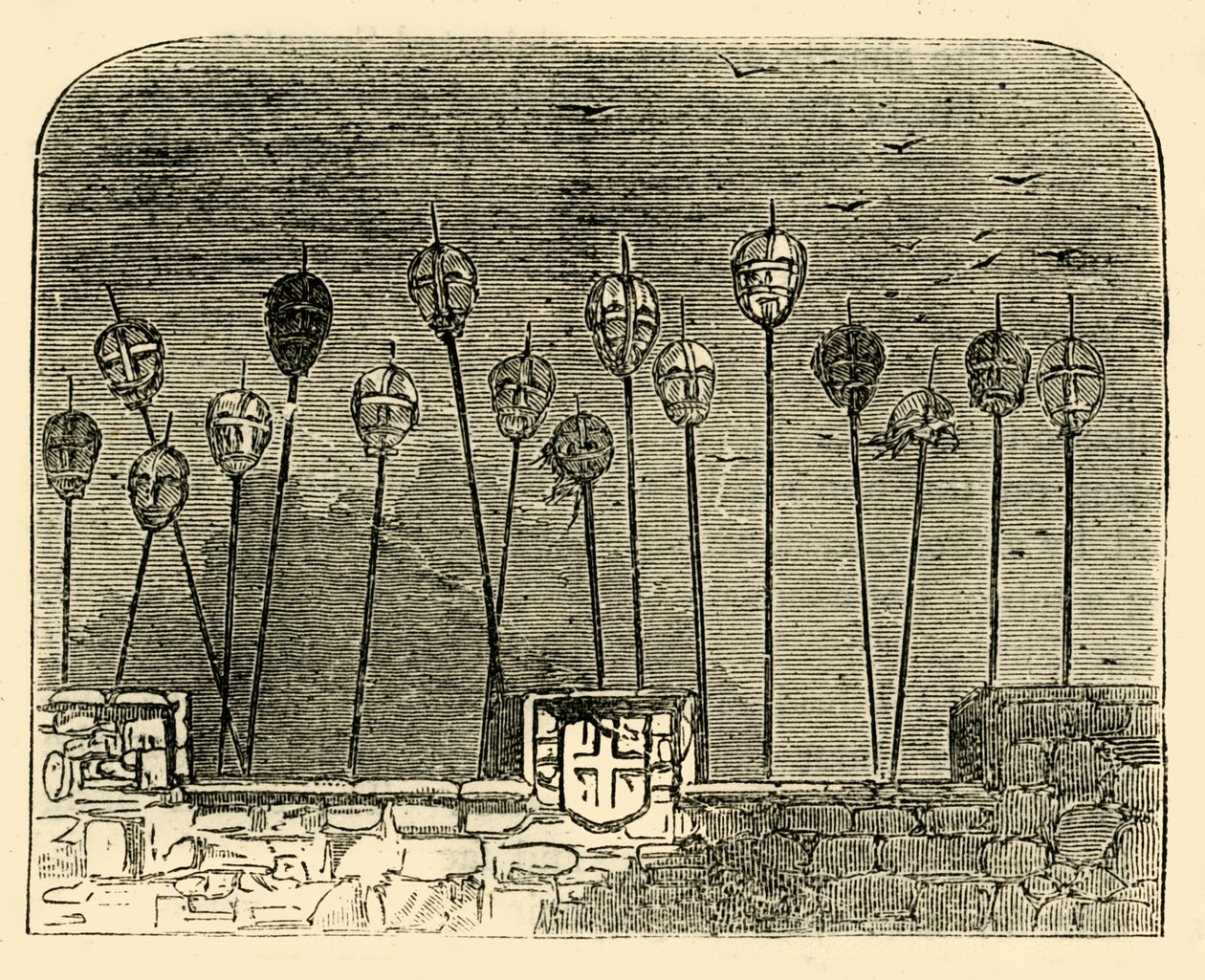 Köpfe auf der alten London Bridge, um 1872 von Unbekannt