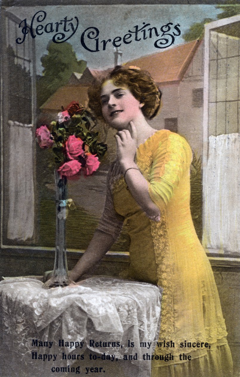 Herzliche Grüße, Geburtstagskarte, ca. 1918 von Unbekannt