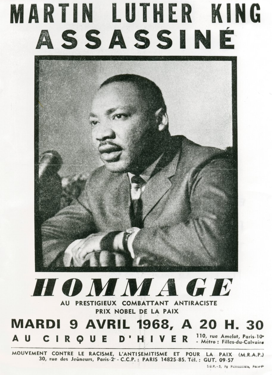 Hommage an Martin Luther King, 1968 von Unbekannt