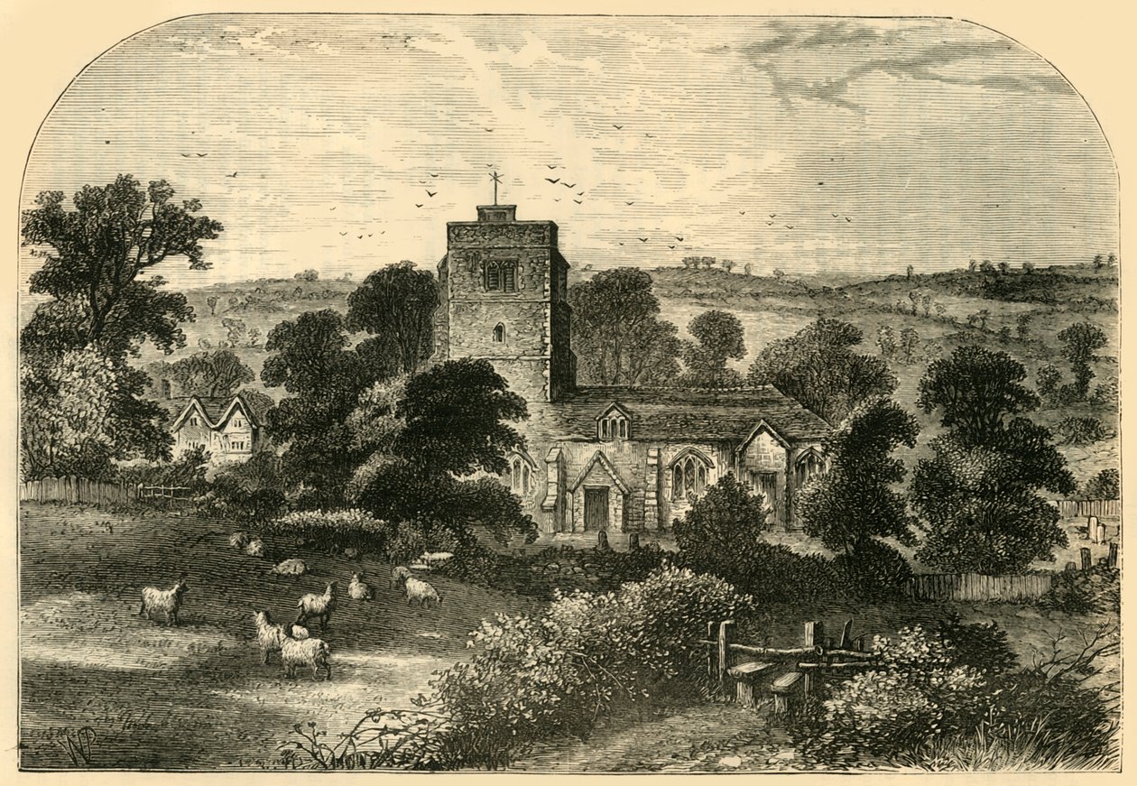 Hornsey Kirche im Jahr 1750, um 1876 von Unbekannt