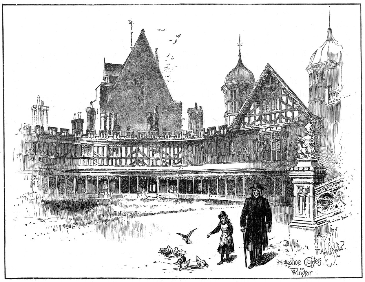 Horseshoe Cloisters, Windsor Castle, 1900 von Unbekannt