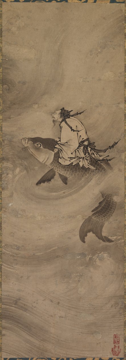 Unsterblicher auf einem Karpfen reitend, ca. 1600 von Unbekannt