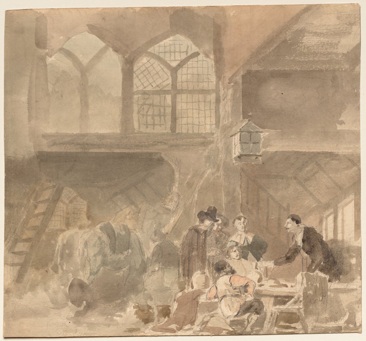 Innenraum eines Gasthauses, 1800er von Unbekannt