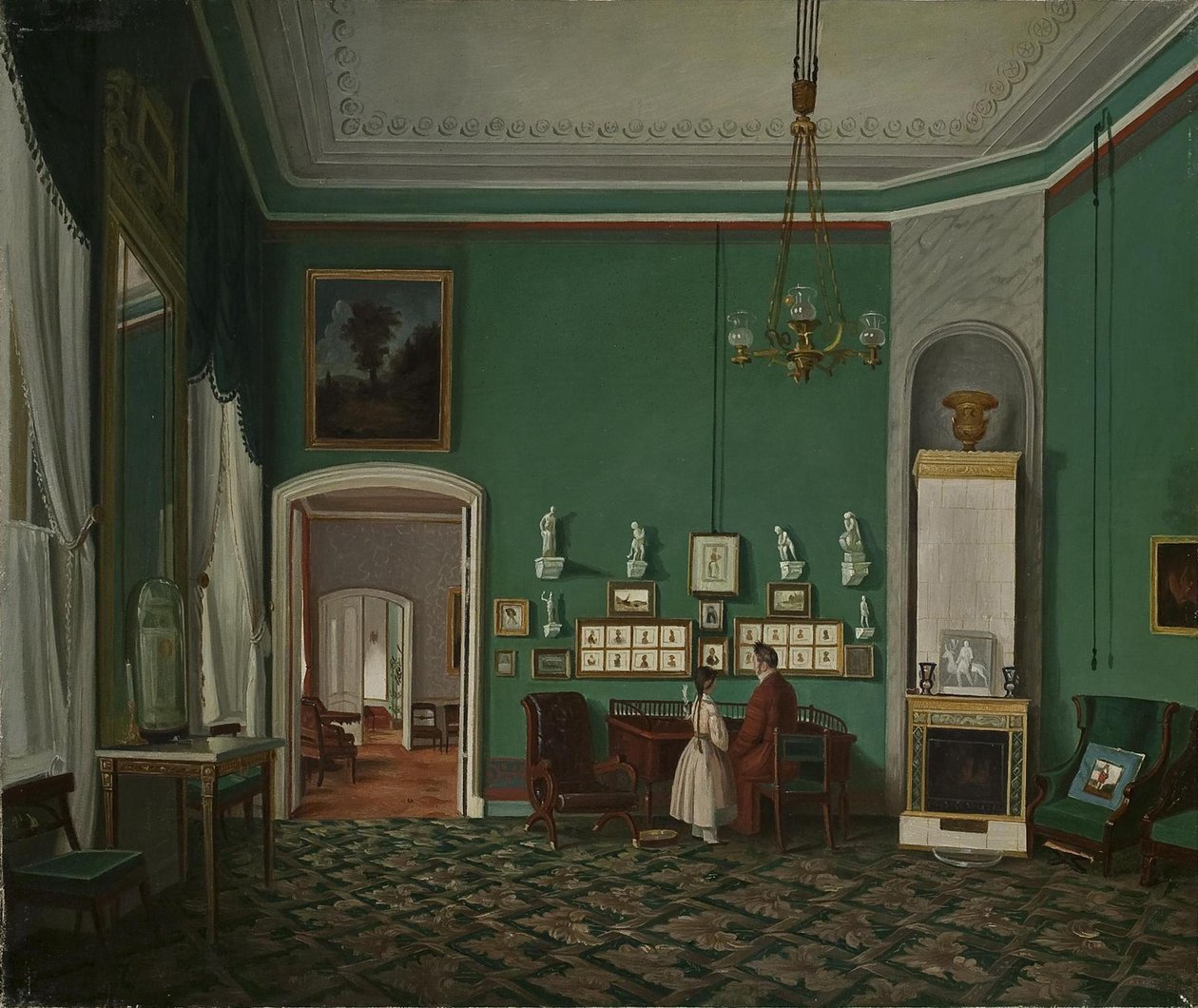 Interieur mit enfilade, 1830er Jahre von Unbekannt