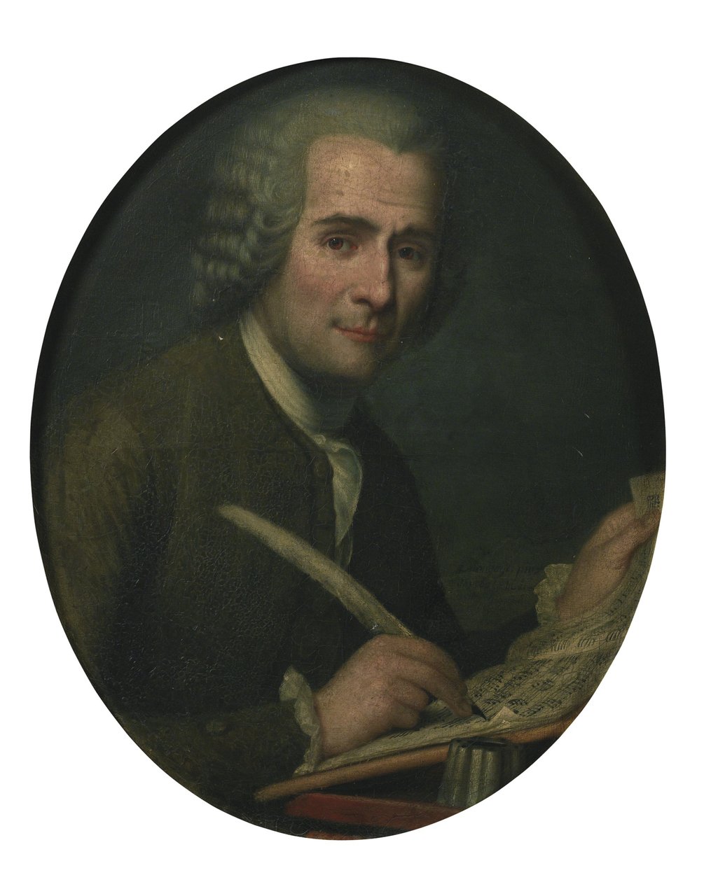 Jean-Jacques Rousseau 1712-1778 schreibt ein Notenblatt von Unbekannt
