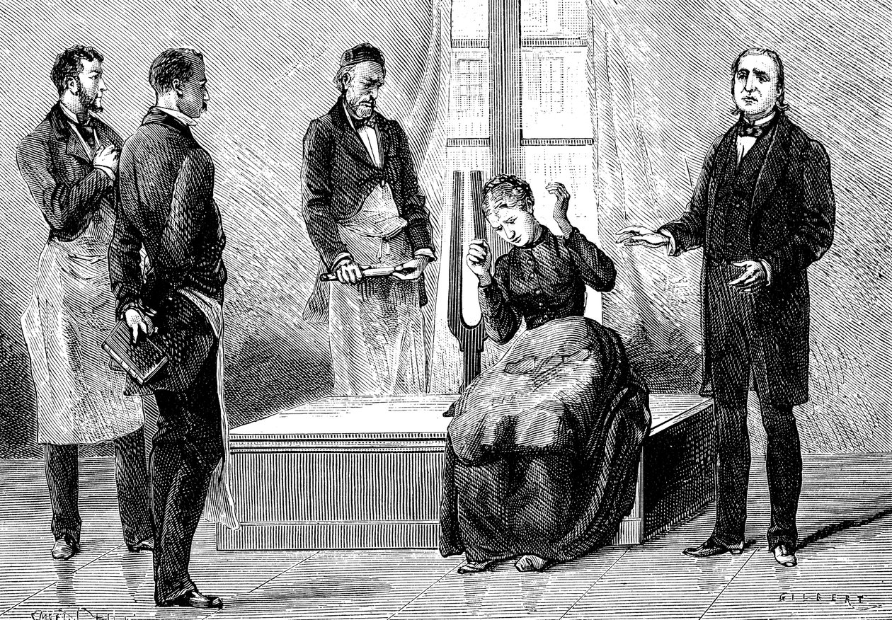 Jean Martin Charcot demonstriert Hypnose, 1879 von Unbekannt