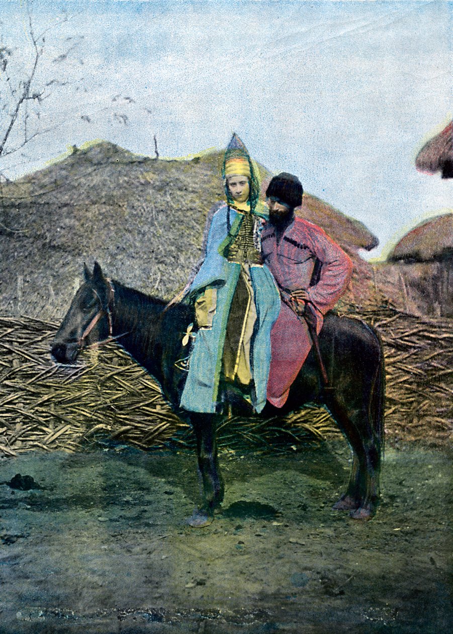 Kabardinisches Paar auf einer Reise, ca. 1890 von Unbekannt