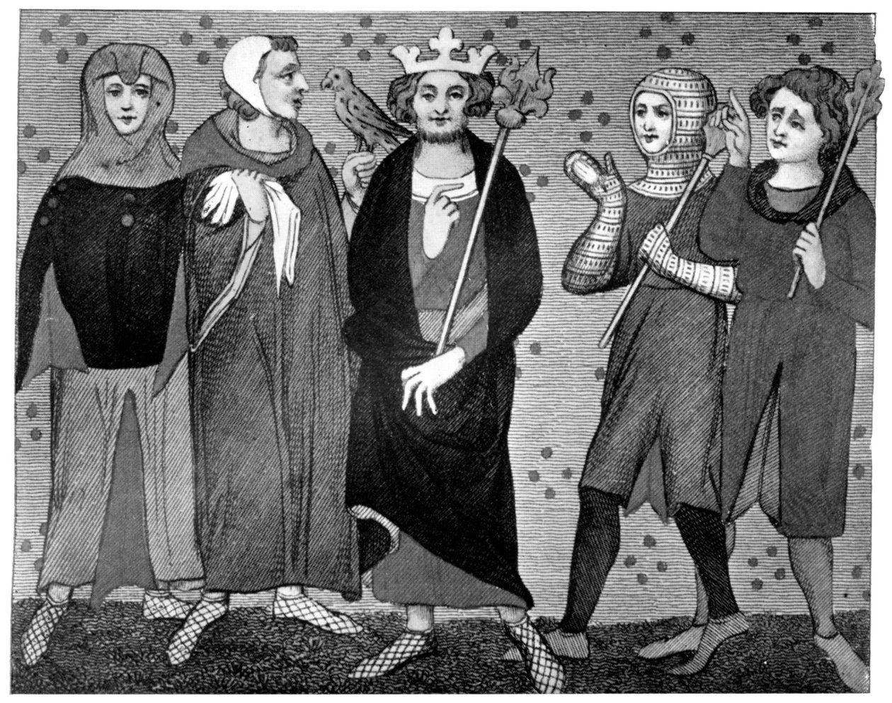 König und Hof, spätes 13.-14. Jahrhundert, 1910 von Unbekannt