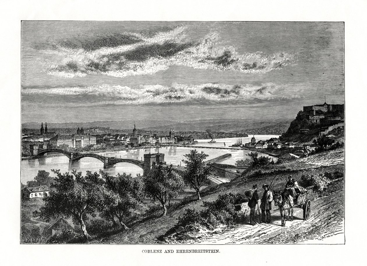 Koblenz und Festung Ehrenbreitstein, Deutschland, 1879 von Unbekannt
