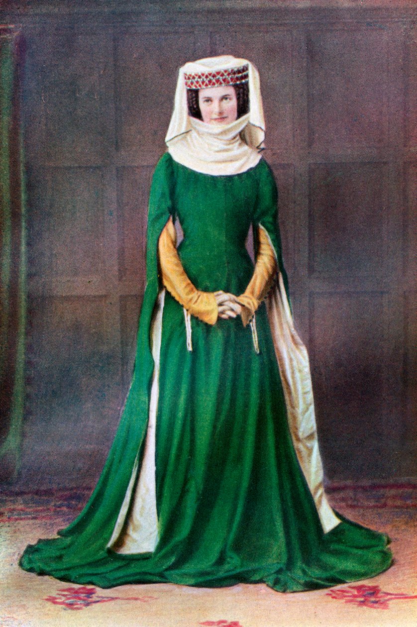 Damenkleid, 14. Jahrhundert, 1910 von Unbekannt