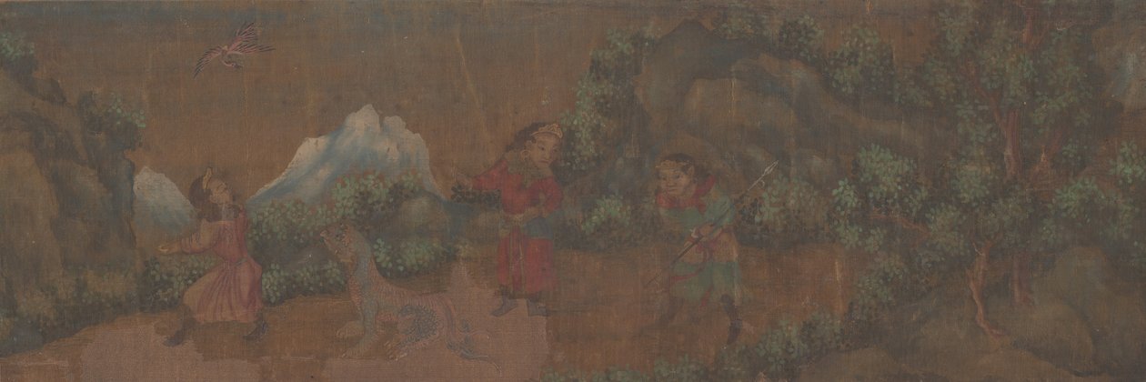 Landschaftsgemälde einer Figur in einer Waldlandschaft von Unbekannt