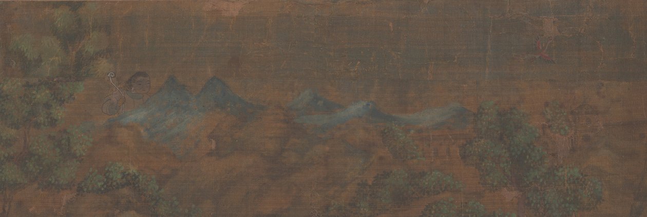 Landschaftsgemälde einer Figur in Waldlandschaft von Unbekannt