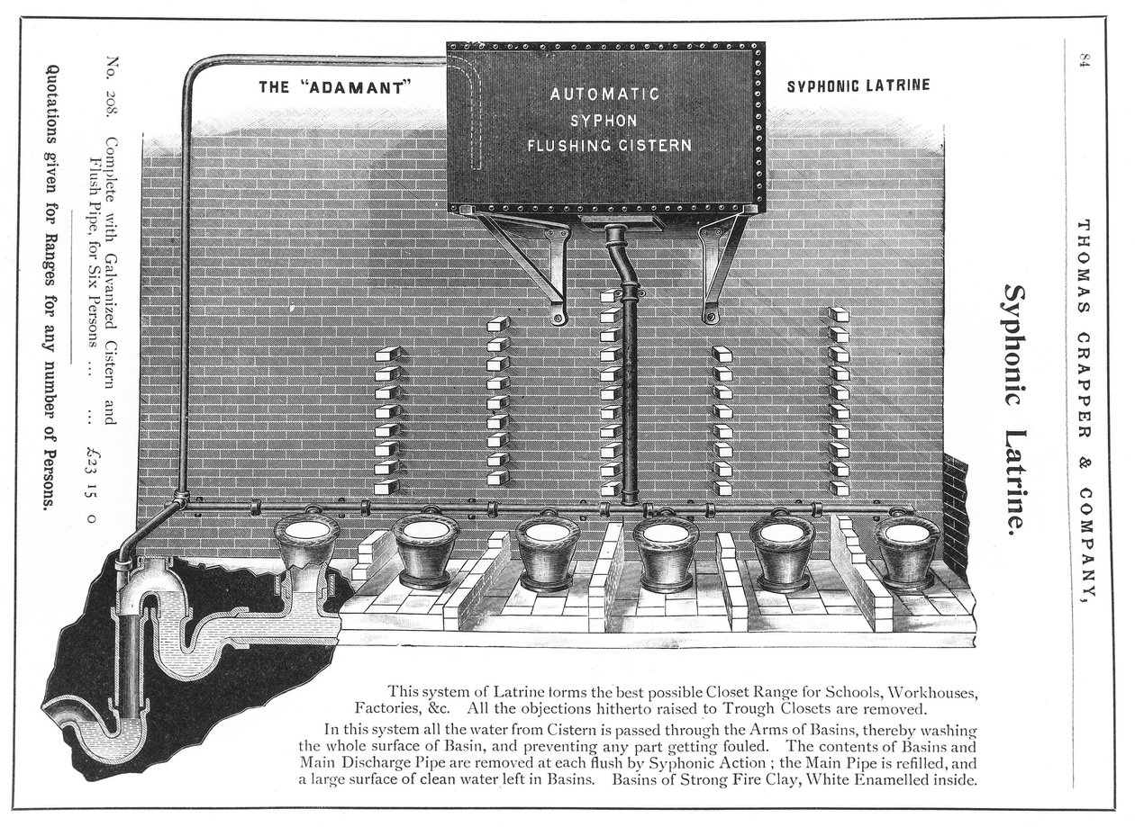 Latrinen mit automatischem Siphon-Spülsystem von Unbekannt